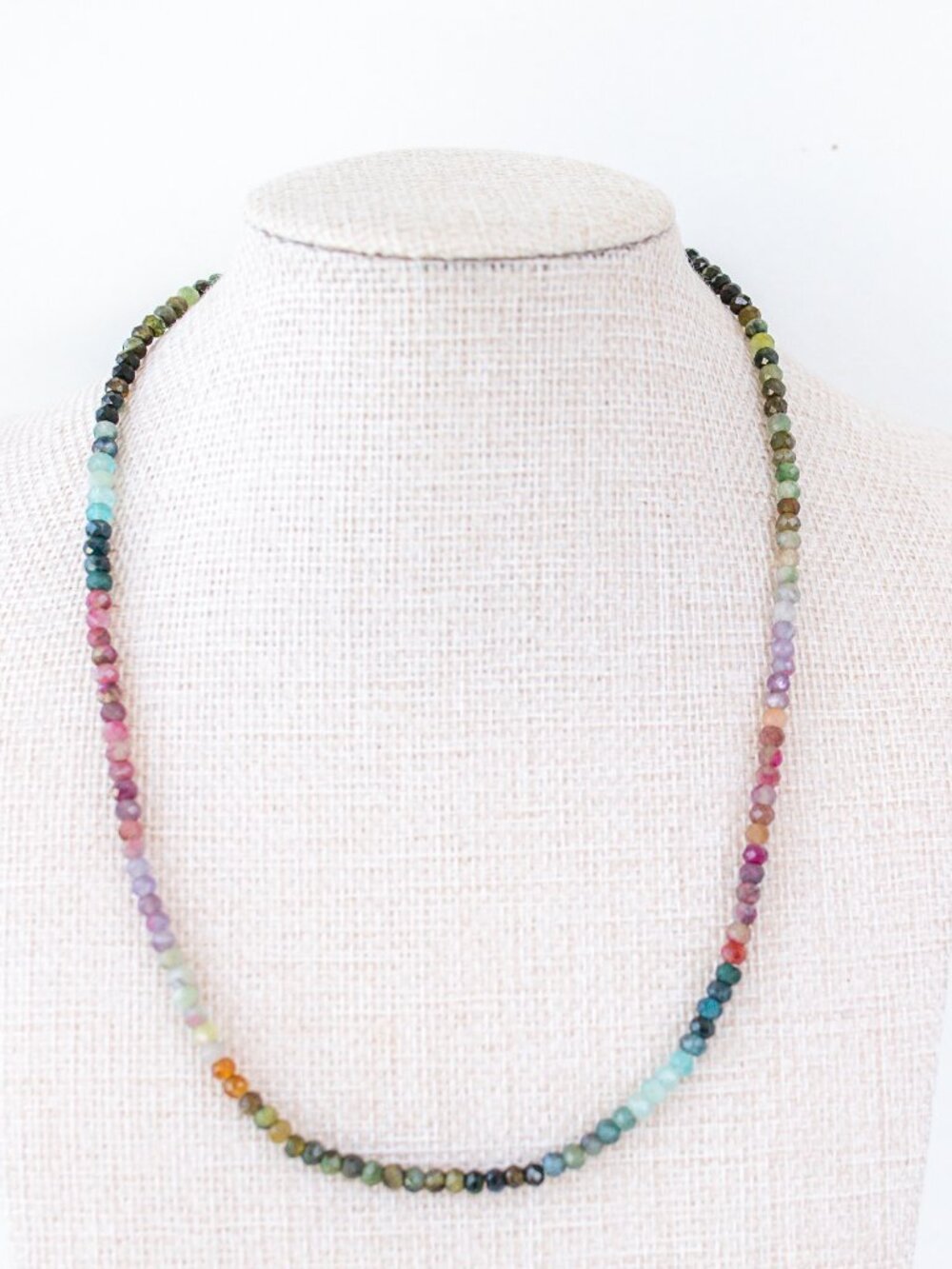 Watermelon Tourmaline Beaded Necklace Pink Green Ombre Gemstone Healing Jewelry - Picture 5 of 16